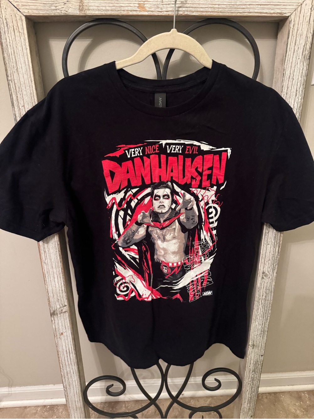 AEW Danhausen Very Nice Very Evil T Shirt Large Black Wrestling Graphic Tee